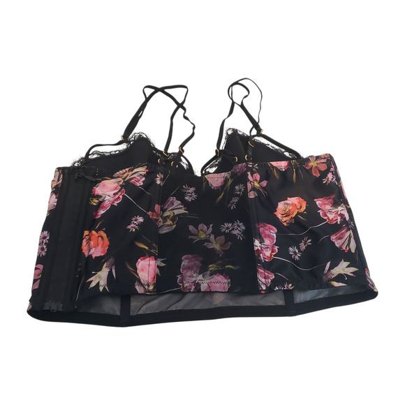 Victoria's Secret NWT Bustier Corset Top 34DD Black Floral Strappy Lace Trim - Picture 9 of 16